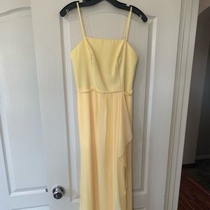 Spaghetti strap chiffon bridesmaid dress with slit